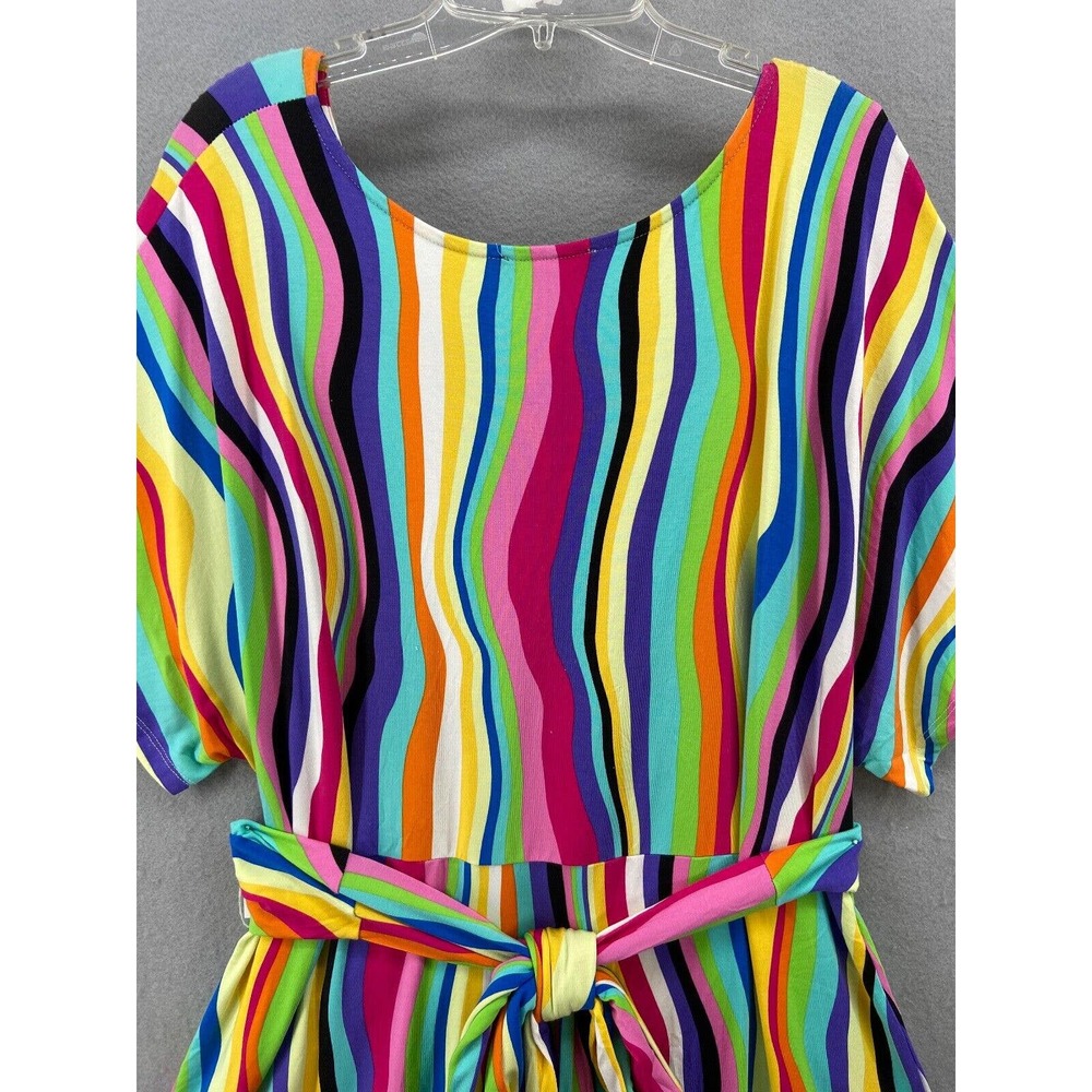 Eloquii Dress‎ Womens Sz 16 Wrap Around Multicolor Midi Stripe V-Neck Pullover - Picture 11 of 15